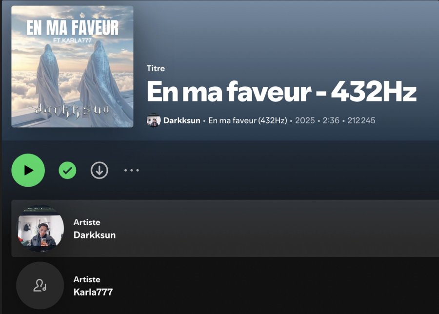 En ma faveur - 432Hz, Darkksun ft. Karla777, sur Spotify